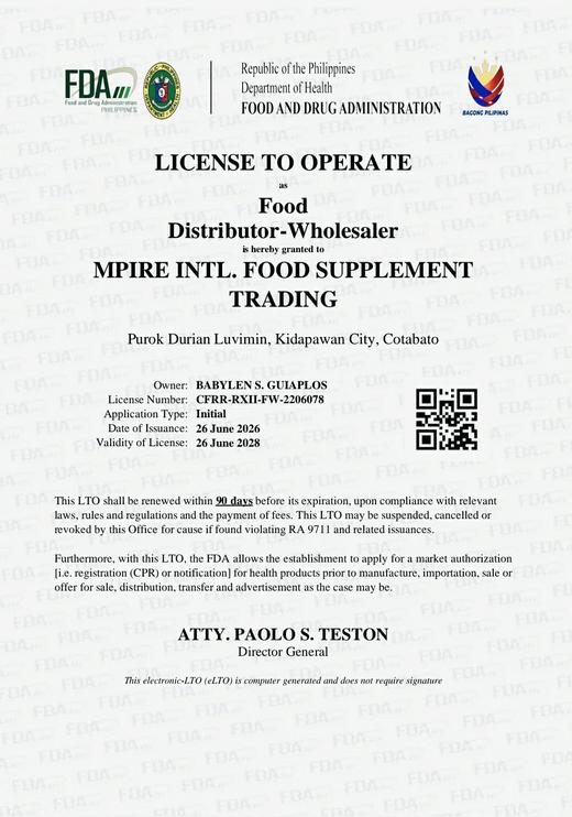 FDA - License to Operate